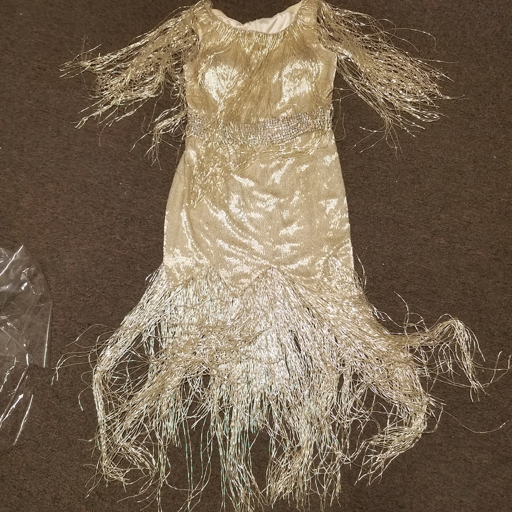 Claire's Collection beaded fringe cocktail dress